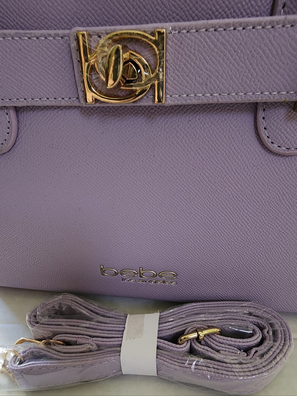 bebe Lavender Evie Top-Handle and Crossbody Satchel with Gold Hardware - Picture 3 of 5